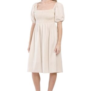 7FAM Linen Peasant Dress L